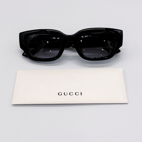 NEW GUCCI GG1558SK 001 SQUARE BLACK GREY WOMEN SUNGLASSES GUCCI - Picture 11 of 12